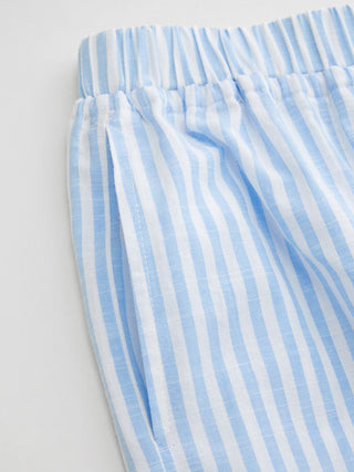 Cotton-blend Stripe Drawstring Ruffle Hem Tank Top & Low Rise Drawstring Trousers Loungewear Set