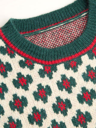 Geometric Contrasting Binding Knitted Crop Vest