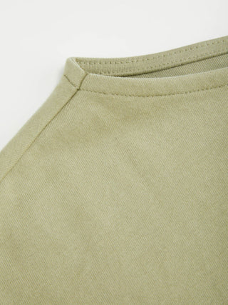 Cotton-blend Boat Neck Ruched Asymmetrical Hem Tee