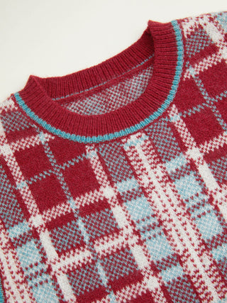 Geometric Contrasting Binding Knitted Crop Vest