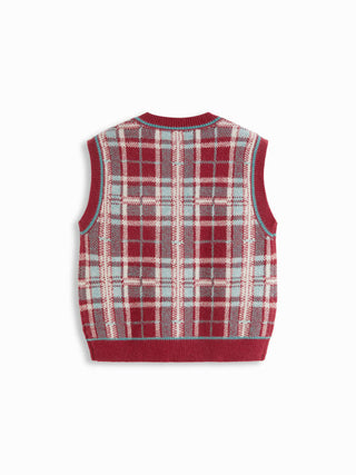 Geometric Contrasting Binding Knitted Crop Vest