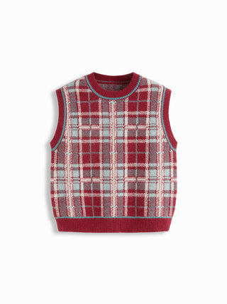 Geometric Contrasting Binding Knitted Crop Vest