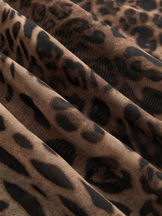 Chiffon Leopard Bowknot Oversized Mini Nightdress