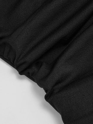 Knit Fabric Boat Neck Ruched Asymmetrical Hem Wide Leg Jumpsuit For Daily Casual Work