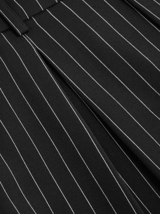 Mid Rise Stripe Pleated Wide Leg Trousers