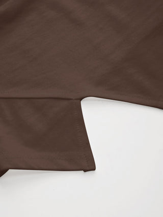 Cotton-blend Boat Neck Ruched Asymmetrical Hem Tee