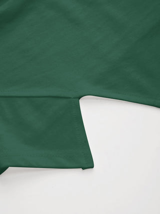 Cotton-blend Boat Neck Ruched Asymmetrical Hem Tee