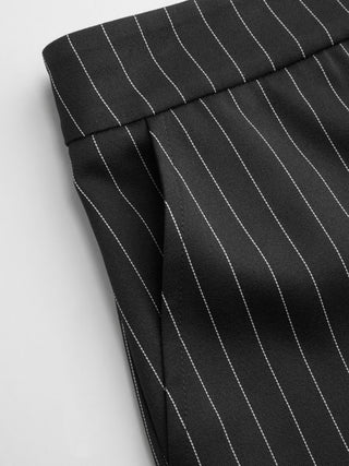 Boat Neck Striped Wrap Knotted Top & Mid Rise Straight Leg Trousers Set