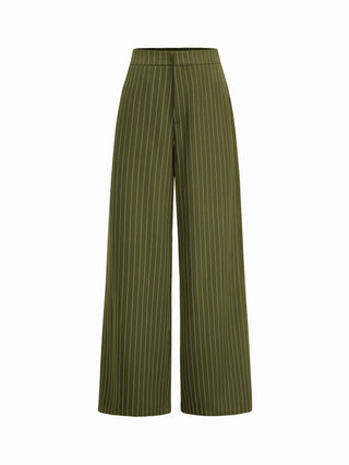 Boat Neck Striped Wrap Knotted Top & Mid Rise Straight Leg Trousers Set