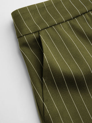 Boat Neck Striped Wrap Knotted Top & Mid Rise Straight Leg Trousers Set