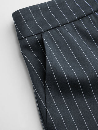 Boat Neck Striped Wrap Knotted Top & Mid Rise Straight Leg Trousers Set