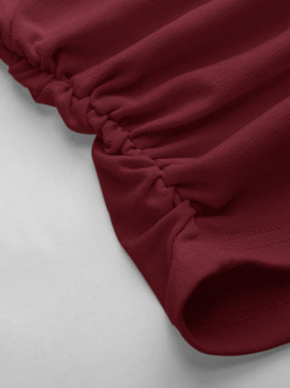 Cotton-blend V-neck Ruched Tank Top