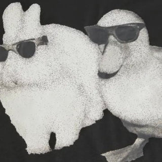Asymmetrical Neck Rabbit & Duck Graphic Tee