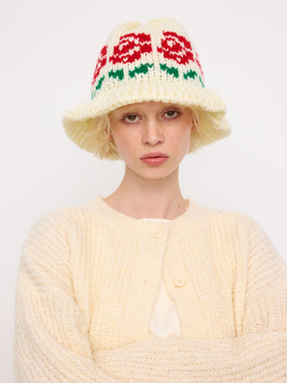 FLORAL KNITTED BUCKET HAT