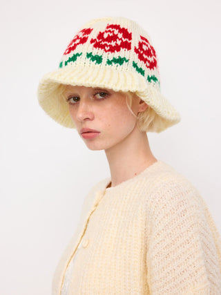 FLORAL KNITTED BUCKET HAT
