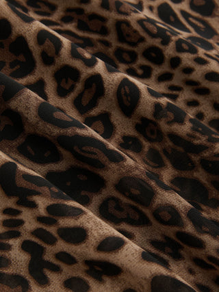 Chiffon High Rise Leopard Print Layered Maxi Skirt
