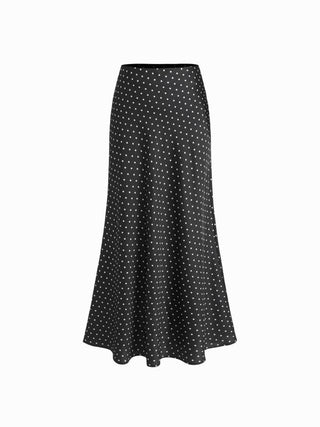 Satin Mid Rise Ruffle Maxi Skirt