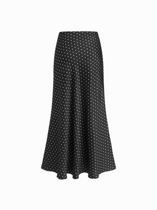 Satin Mid Rise Ruffle Maxi Skirt