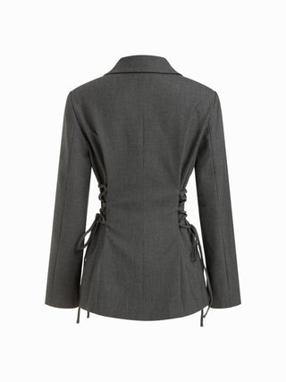 Notch Collar Size Tie Button Oversized Blazer