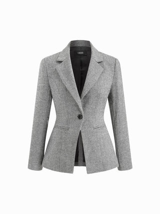 Notched Collar Tie Back Split Button Blazer