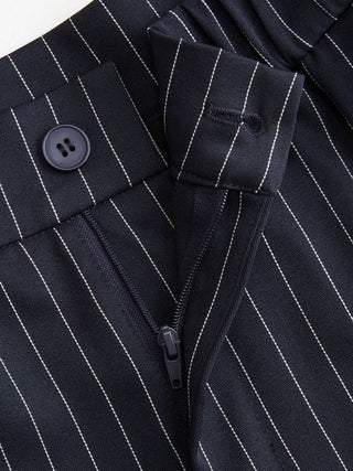 Woven Mid Rise Striped Side Knotted Barrel-leg Trousers For Work