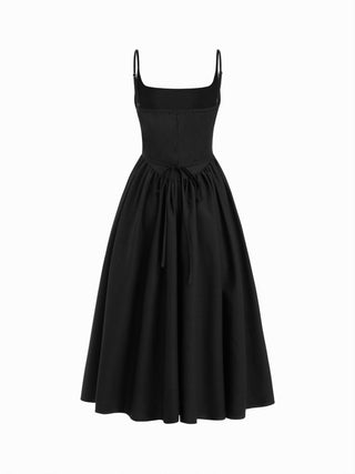 Cotton Linen Scoop Neckline Broderie Anglaise Ruffle Maxi Dress