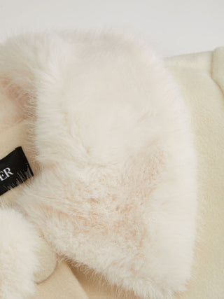 Wool-look Collar Faux Fur Trim Long Sleeve Button Jacket