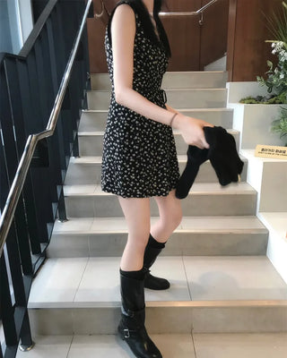 flare floral mini dress