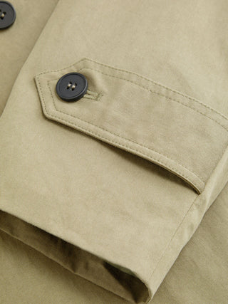 Multi-way Cotton Funnel Neck Double Breasted Oversized Windbreaker With Belt