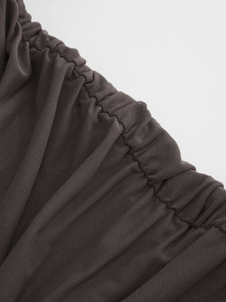Mesh Draped Ruched Knotted Mini Dress