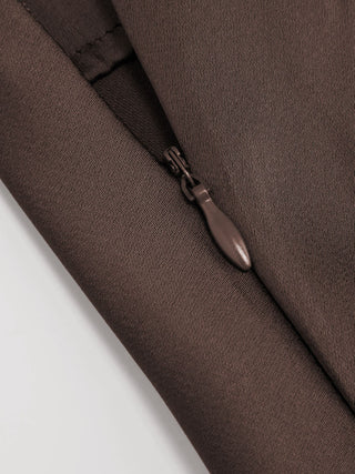 Satin Mid Rise Ruffle Maxi Skirt