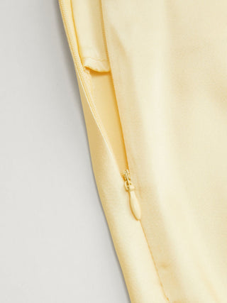 Satin Mid Rise Ruffle Maxi Skirt