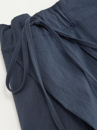 Woven Cotton-blend Low Rise Tie Side Barrel-leg Trousers For Daily Casual