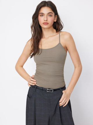 U-neckline Ruched Cami Top