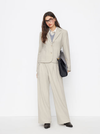 Mid Rise Tie Side Knotted Pleated Wide Leg Trousers