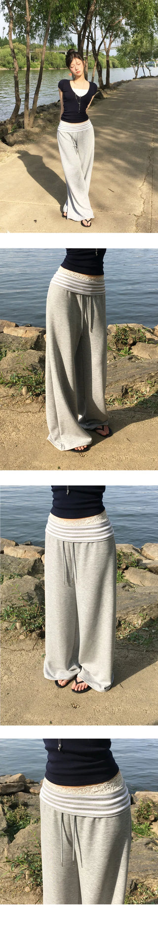Flared vs. Wide Wrinkle-free Summer Folding Striped Training Pants - 2 colors (Delayed delivery)