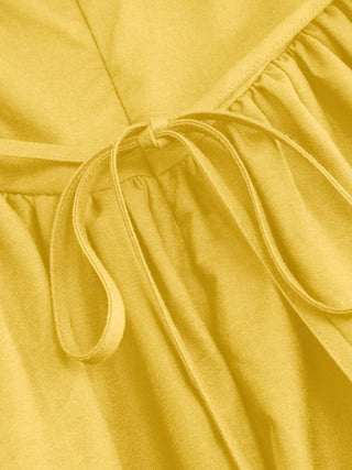 Cotton Linen Scoop Neckline Broderie Anglaise Ruffle Maxi Dress