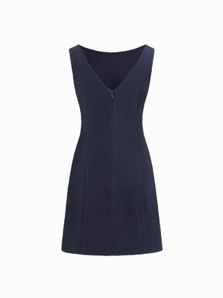 Boat Neck Solid Mini Dress