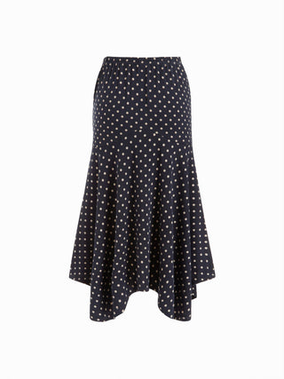 Boat Neck Polka Dot Top & Ruffle Hem Mid Rise Skirt Set