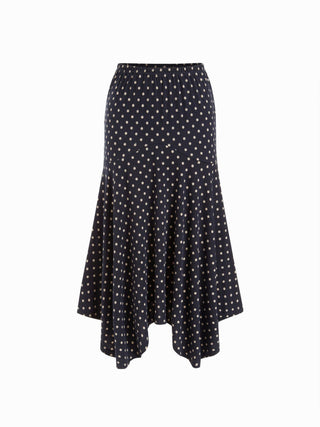 Boat Neck Polka Dot Top & Ruffle Hem Mid Rise Skirt Set