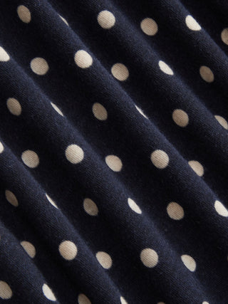Boat Neck Polka Dot Top & Ruffle Hem Mid Rise Skirt Set