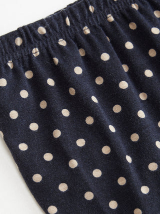 Boat Neck Polka Dot Top & Ruffle Hem Mid Rise Skirt Set