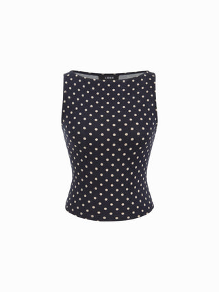 Boat Neck Polka Dot Top & Ruffle Hem Mid Rise Skirt Set
