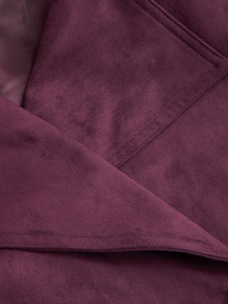 Suede Collar Double Breasted Trench Coat With Belt
