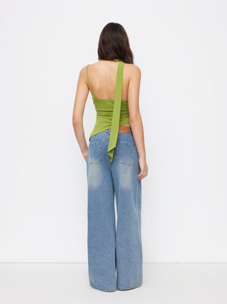 Halter Neckline Ruched Cami Top With Scarf