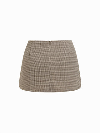 Jacquard Houndstooth Low Rise Split Mini Skort