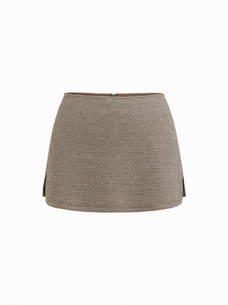 Jacquard Houndstooth Low Rise Split Mini Skort