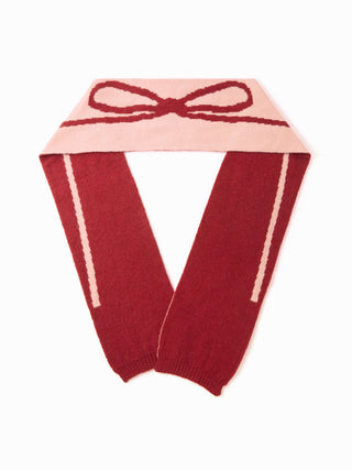 TWO-TONE BOWKNOT PATTERN KNITTED SCARF