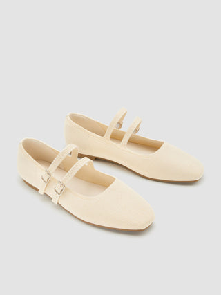 DOUBLE STRAP KNITTED MARY JANE FLATS