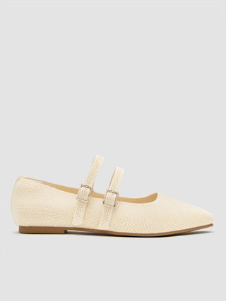 DOUBLE STRAP KNITTED MARY JANE FLATS